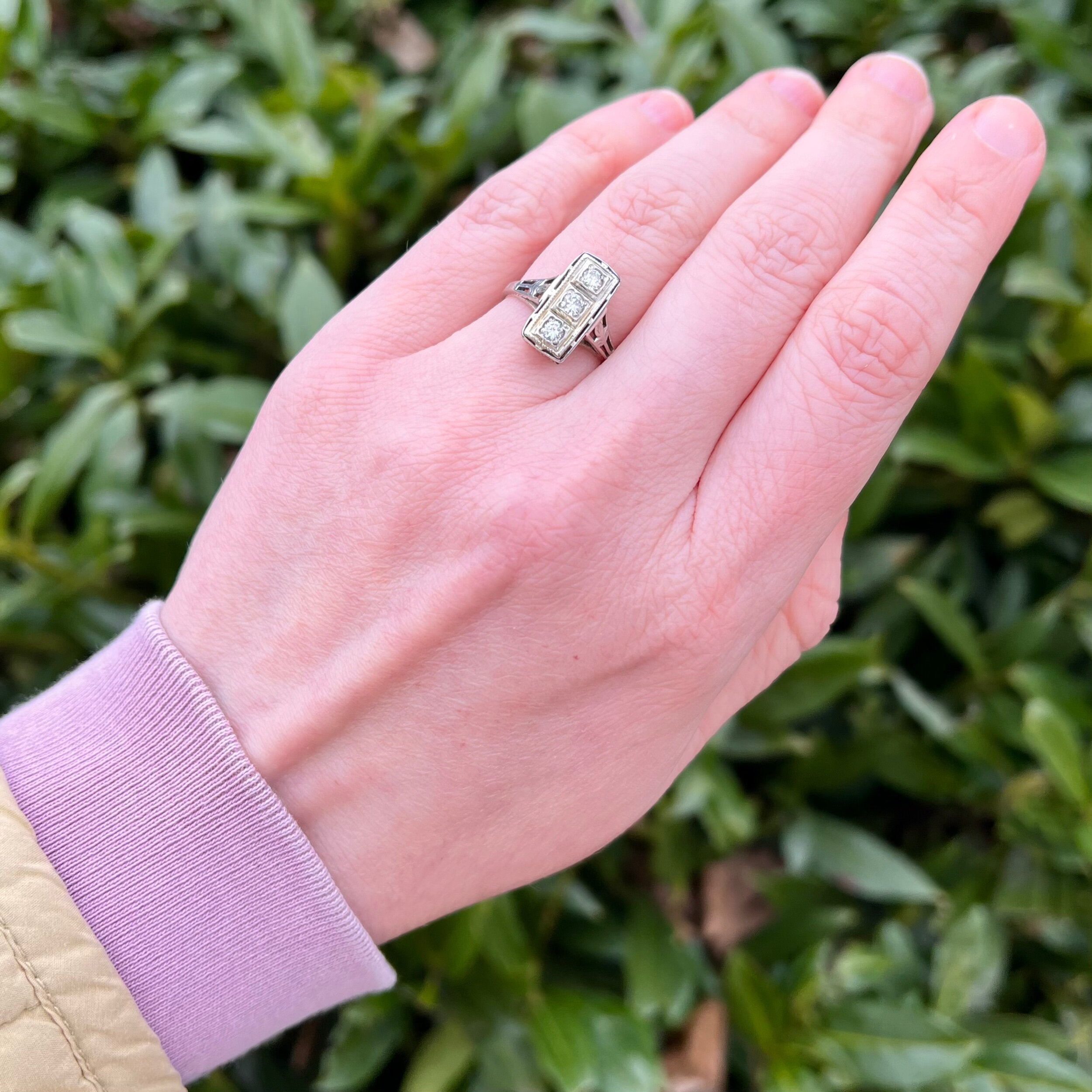 Three Stone Emerald cut diamond trilogy ring in Gold | Aspen – Monroe Yorke  Diamonds